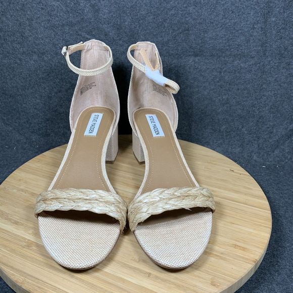 Steve Madden Women's Size 11 Renee Beige Leather Open Toe High Heel Sandals - Picture 2 of 7